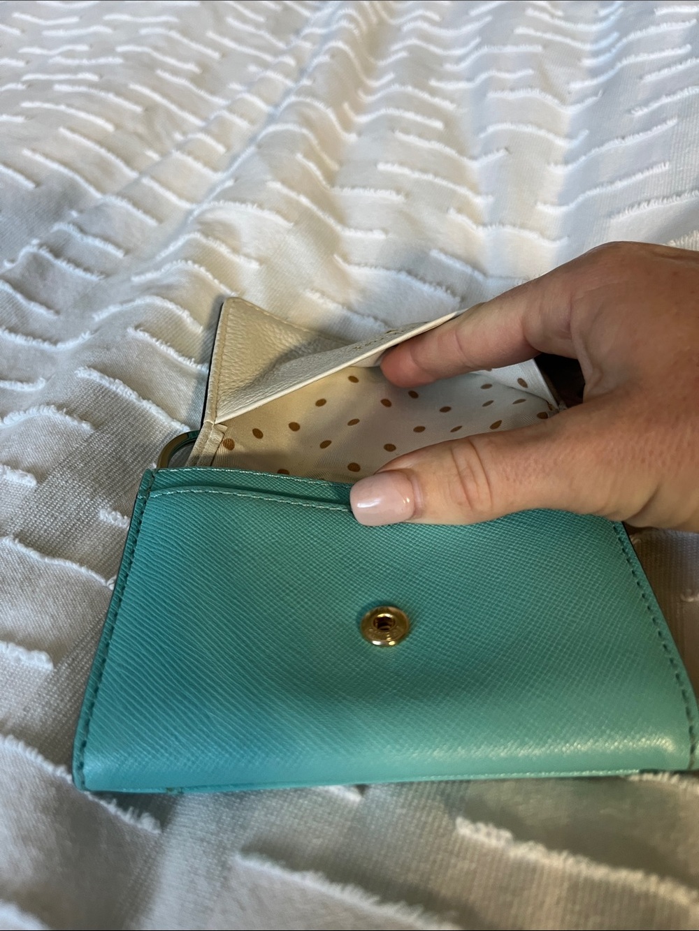 kate spade Turquoise Leather Card Holder with Key Ring - Picture 3 of 11